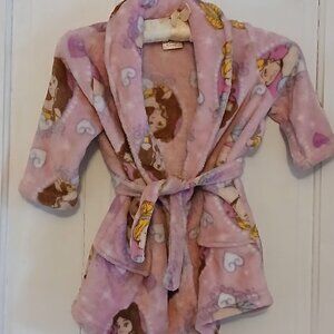 Disney Princesses Pink Girls Robe 2T Fleece Bathrobe Cozy Sleepwear